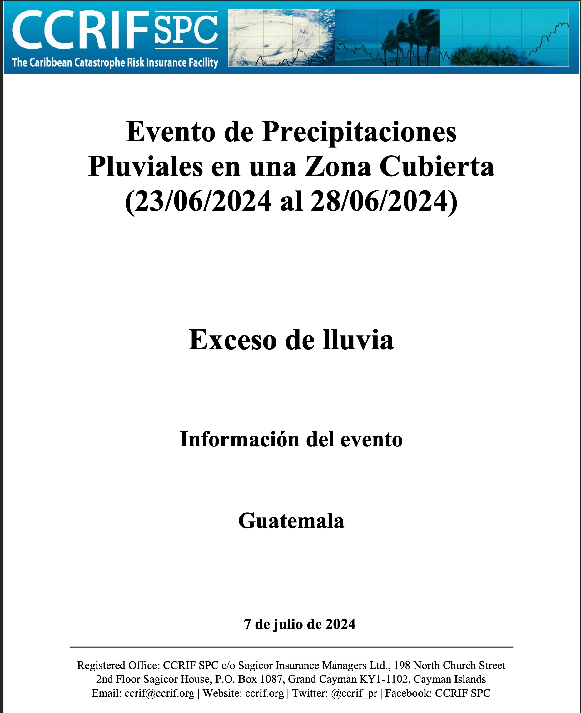 Información del evento - Exceso de lluvia - Evento de Precipitaciones Pluviales en una Zona Cubierta - Guatemala - (23/06/2024 a 28/06/2024)
