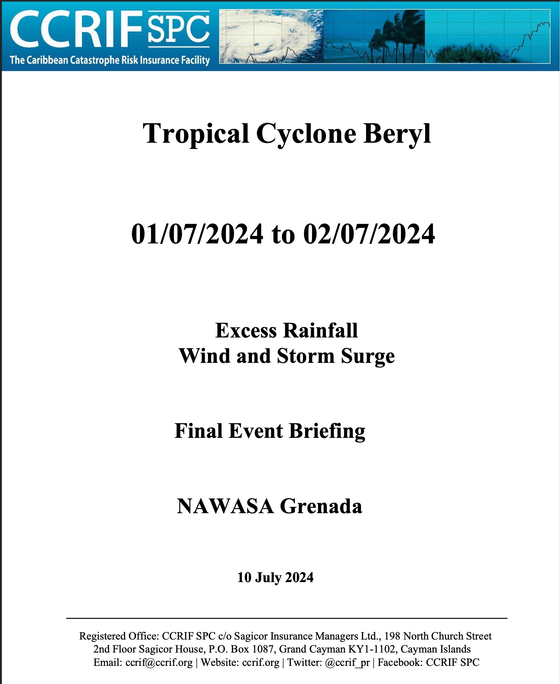 Final Event Briefing - TC Beryl - Excess Rainfall, Wind and Storm Surge - NAWASA Grenada - July 10, 2024
