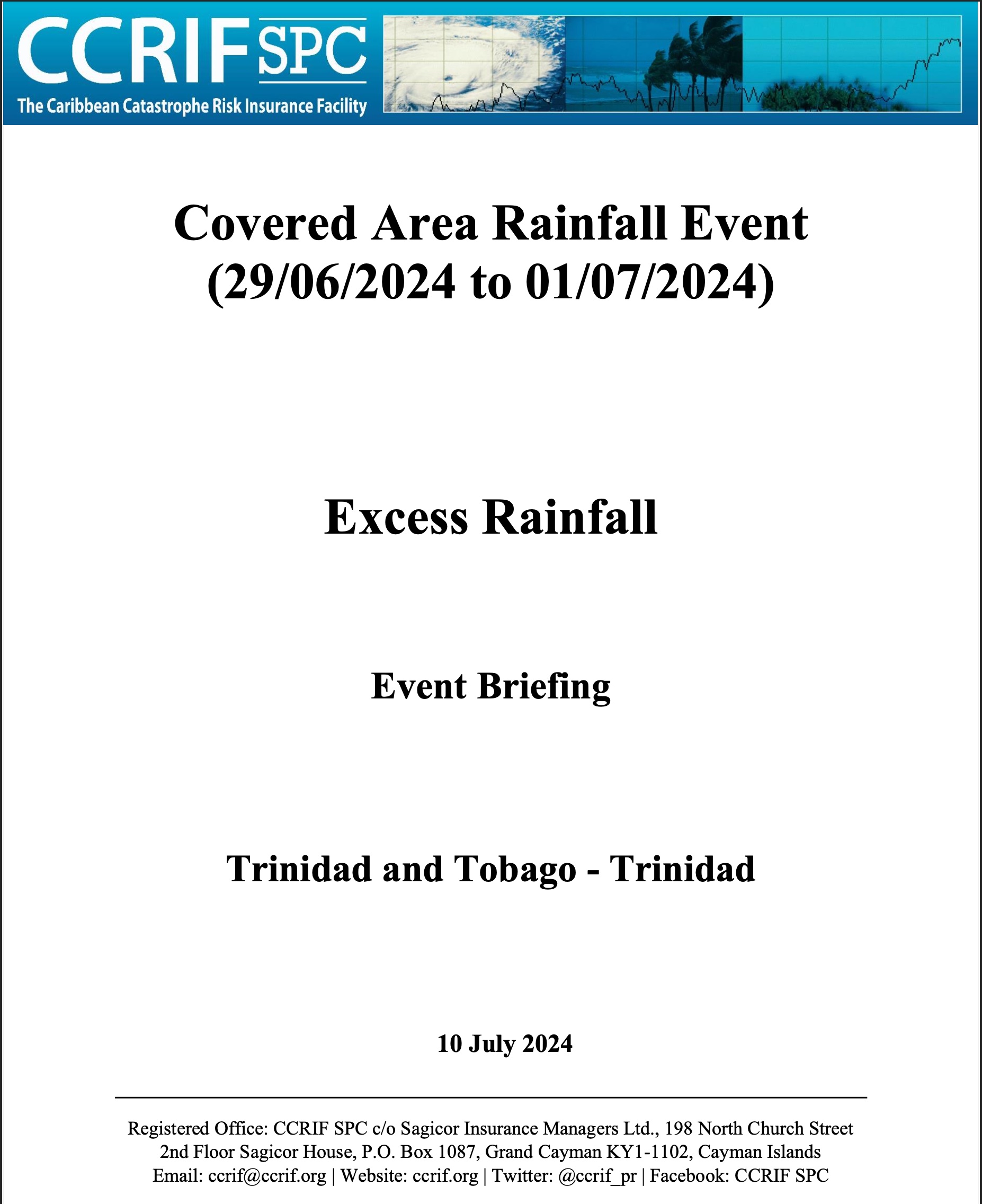 Event Briefing - Excess Rainfall - Covered Area Rainfall Event - Trinidad - June 29- July 1 2024