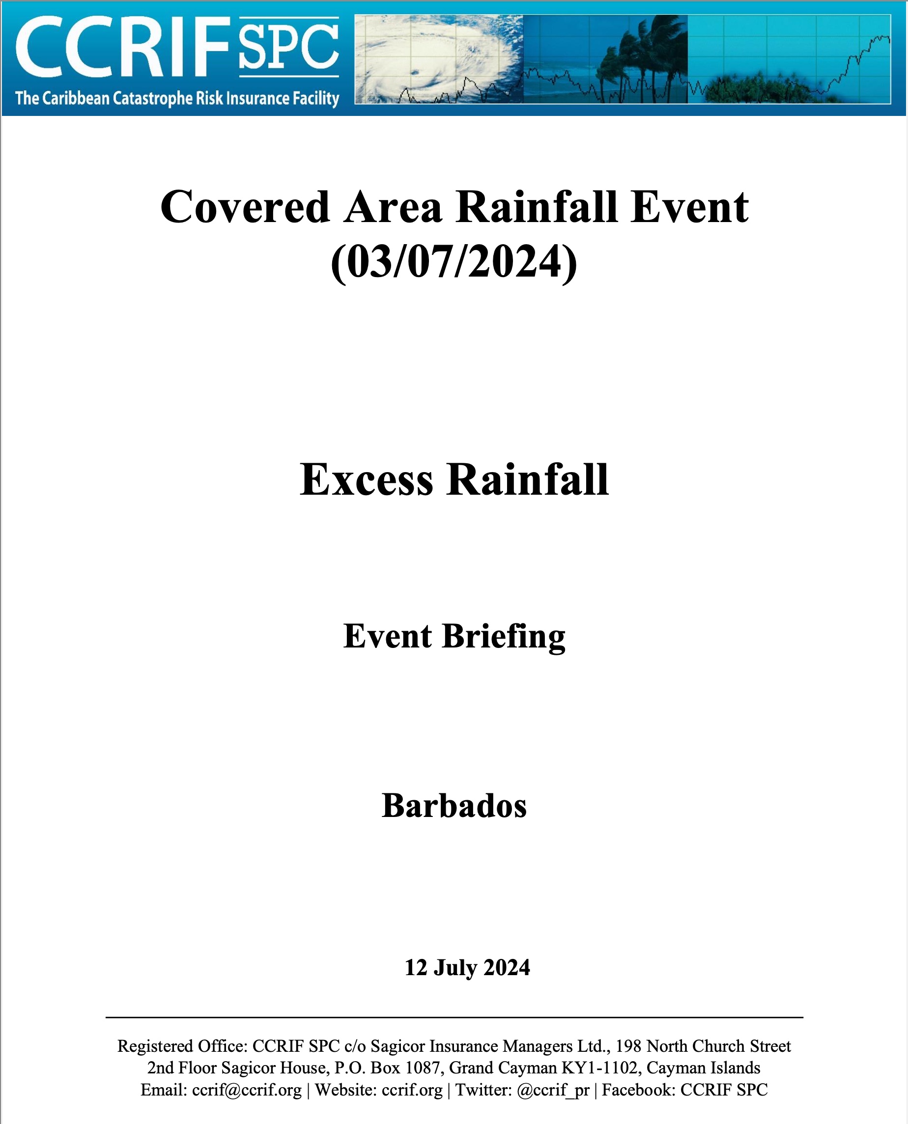 Event Briefing - Excess Rainfall - Covered Area Rainfall Event - Barbados - July 3 2024