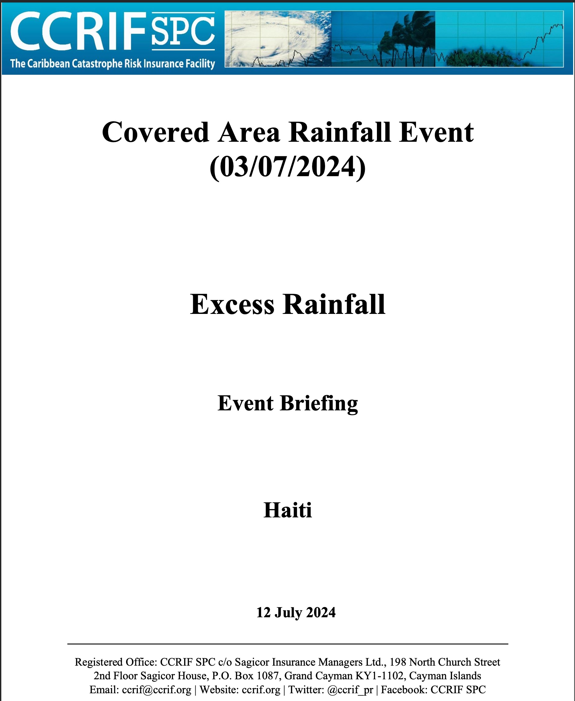 Event Briefing - Excess Rainfall - Covered Area Rainfall Event - Haiti - July 3 2024