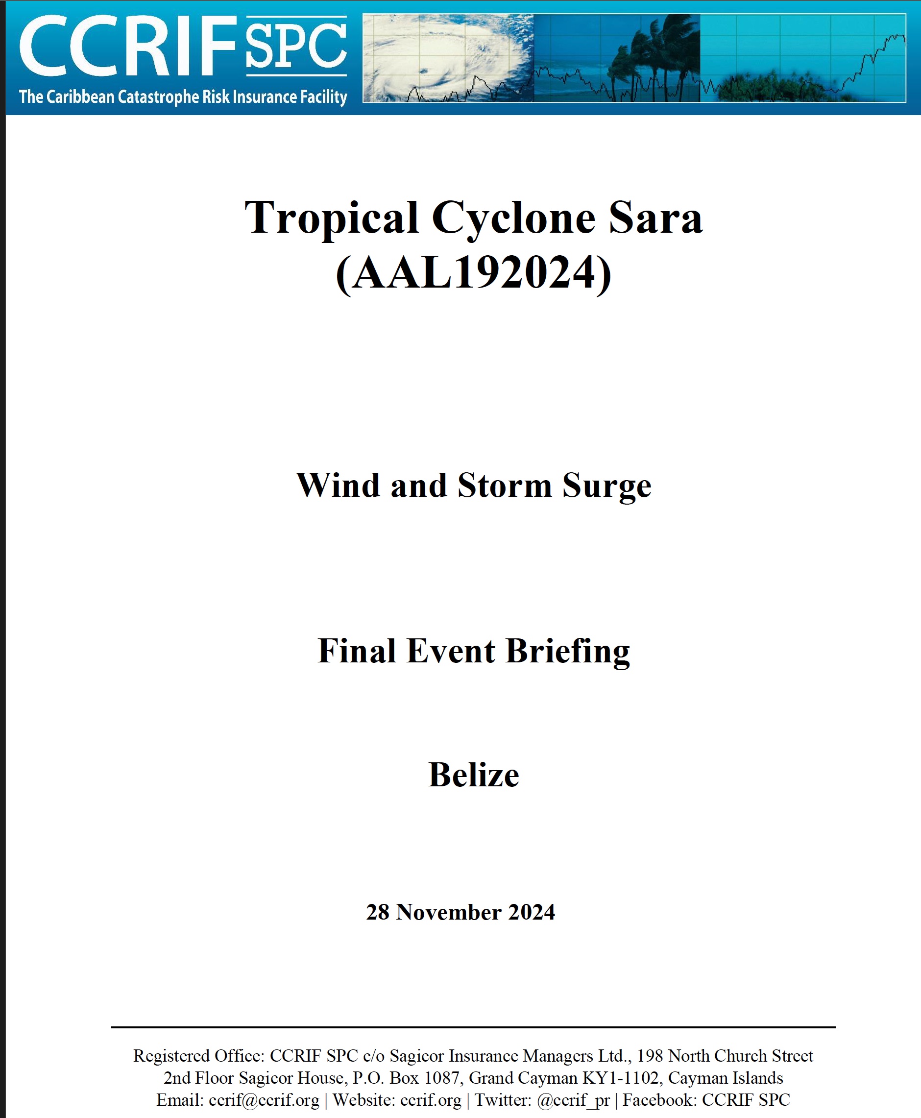 Final Event Briefing - TC Sara - Wind and Storm Surge - Belize - November 28, 2024