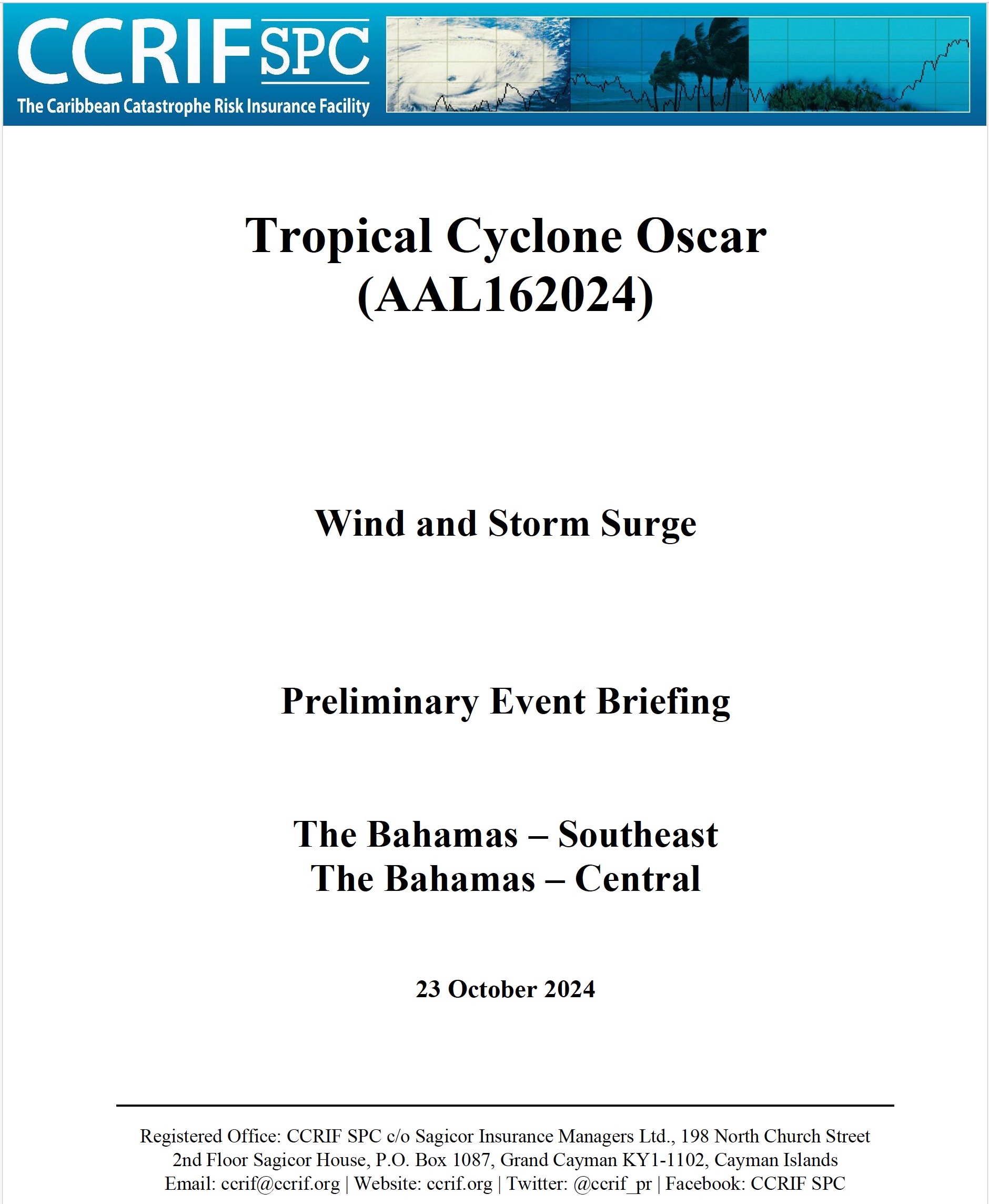 Preliminary Event Briefing - TC Oscar - Wind and Storm Surge - The Bahamas - Southeast & Central - October 23 2024