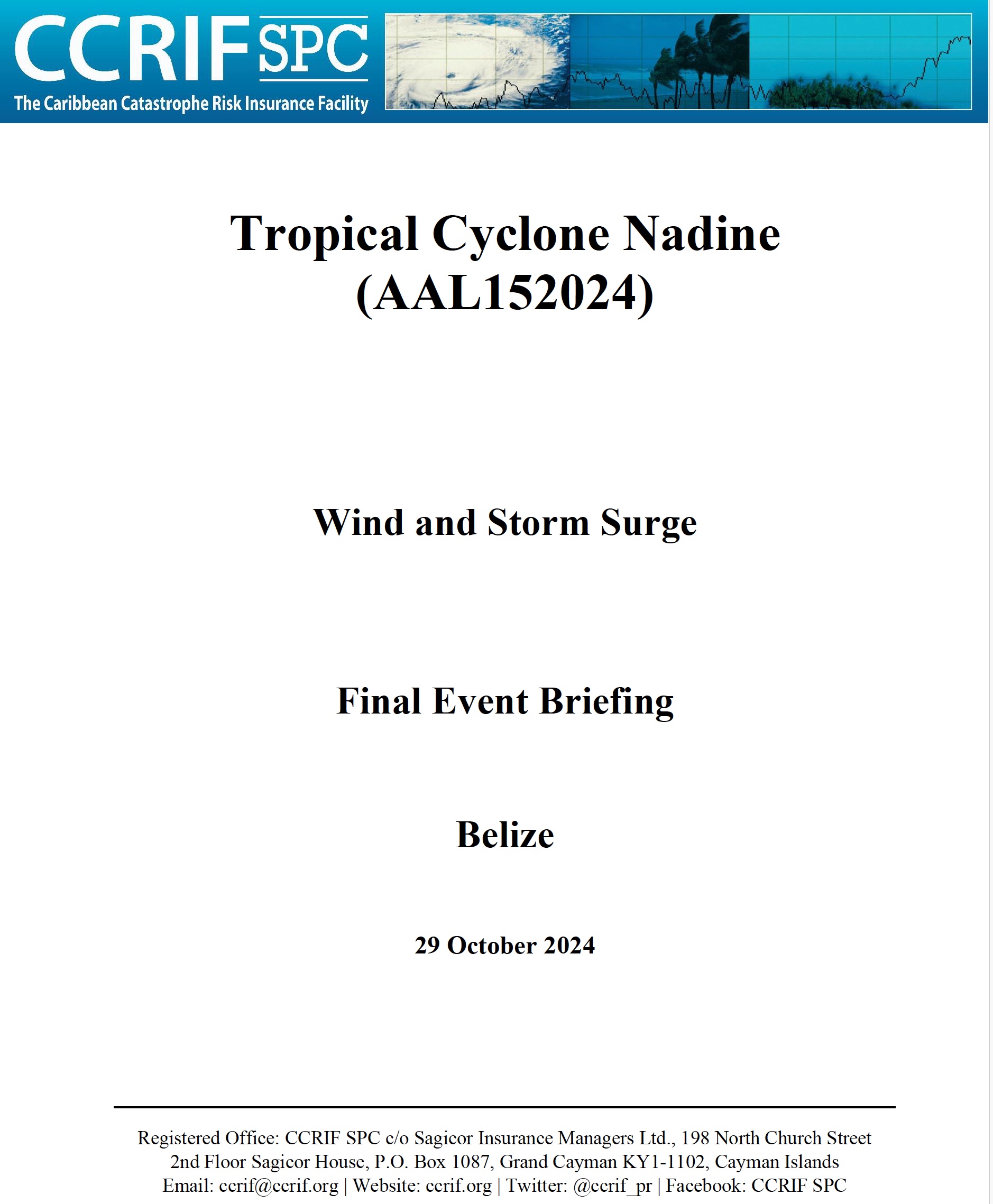 Final Event Briefing - TC Nadine - Wind and Storm Surge - Belize - October 29, 2024