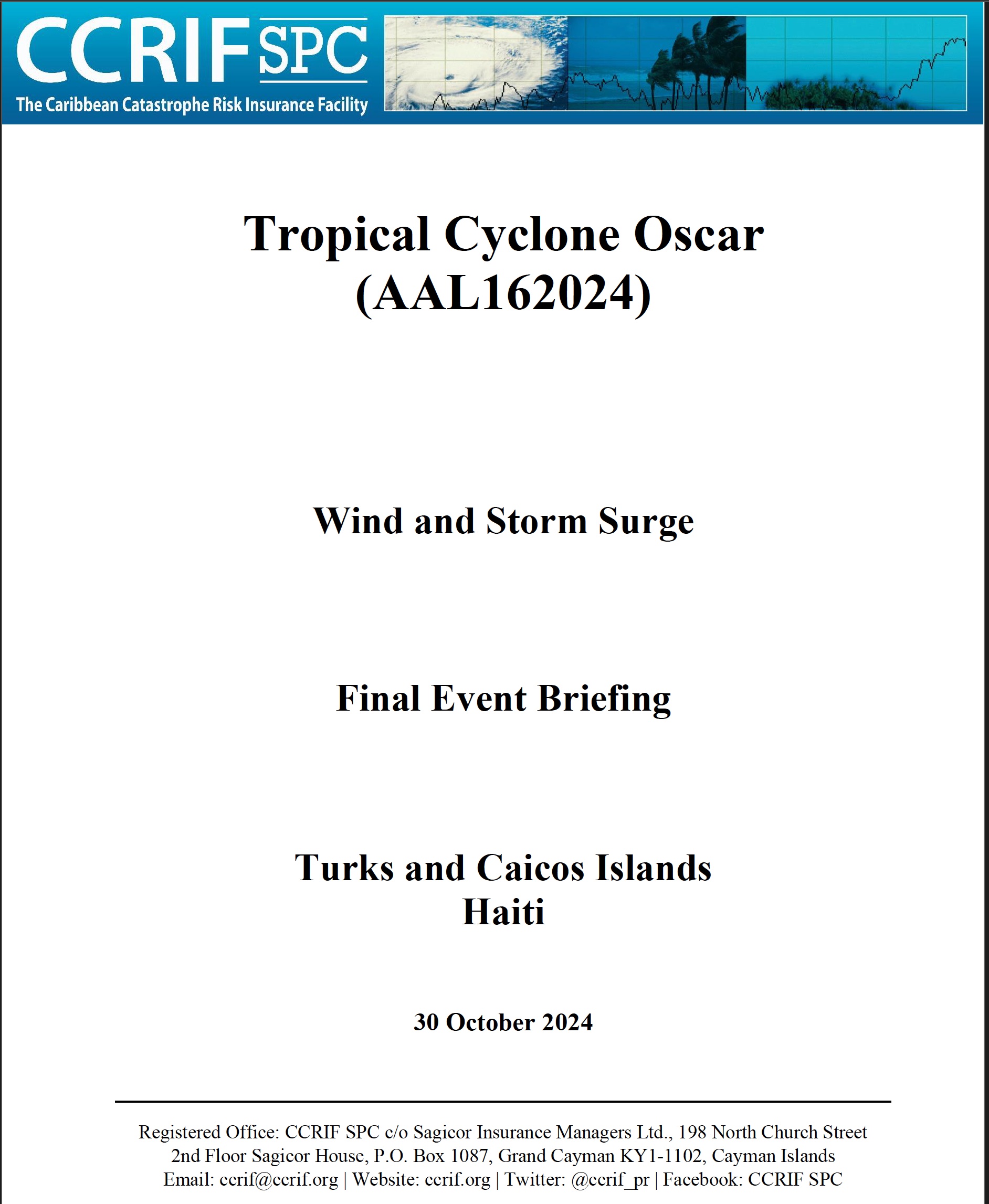 Final Event Briefing - TC Oscar - Wind and Storm Surge - Turks and Caicos Islands & Haitil - October 30, 2024