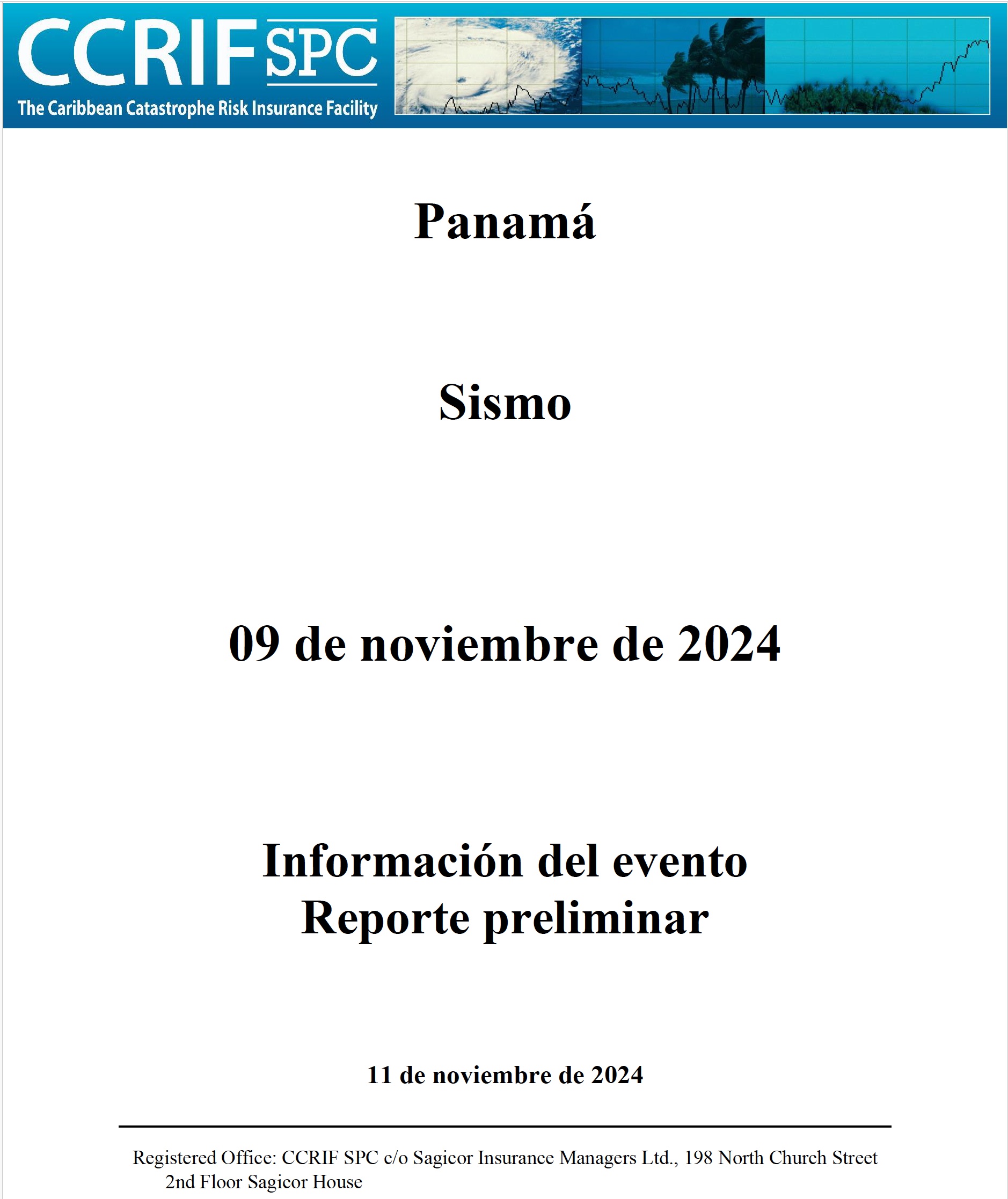 Información del evento Reporte preliminar - Sismo - Panamá - 09 de noviembre de 2024