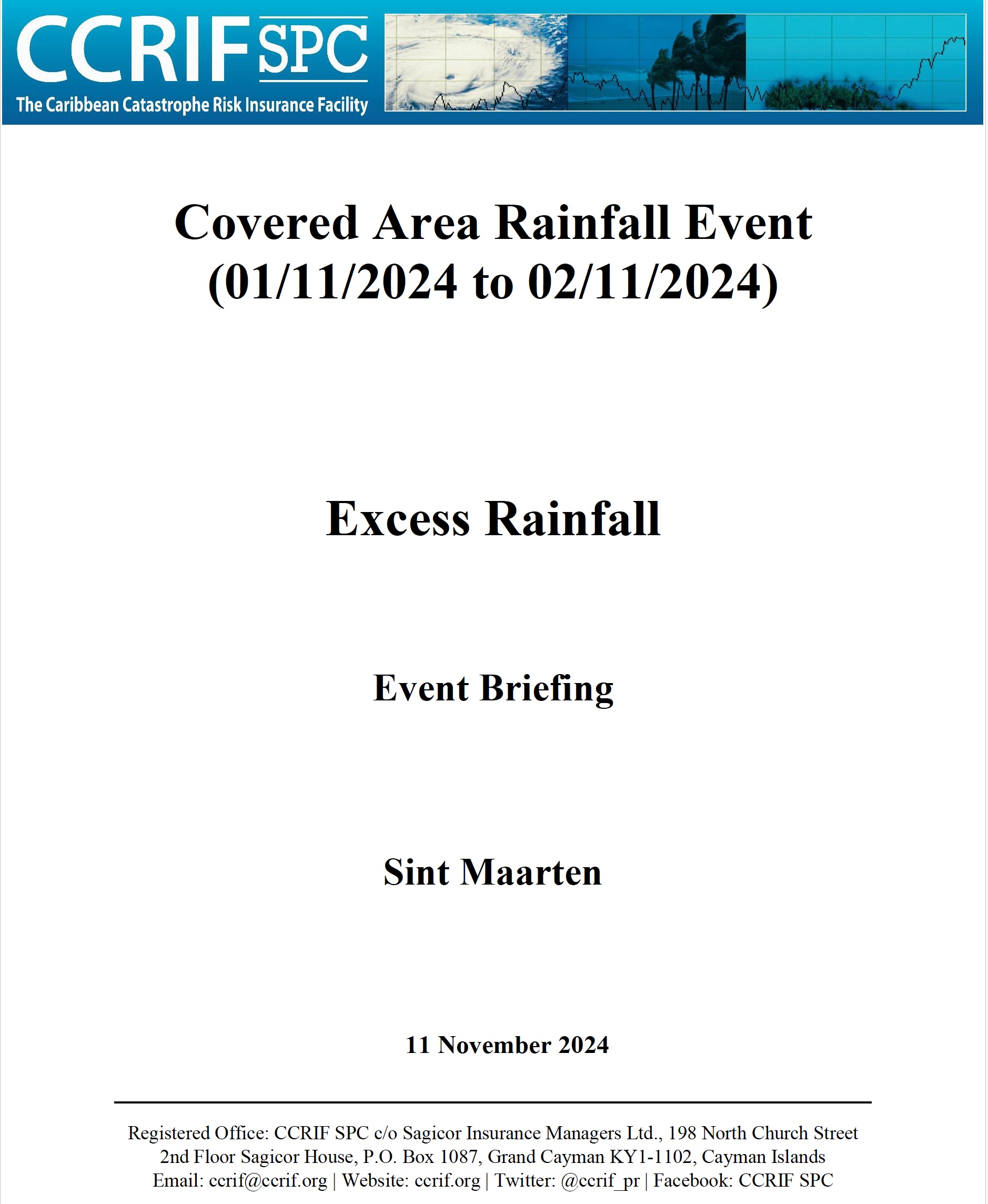 Event Briefing - Excess Rainfall - Covered Area Rainfall Event - Sint Maarten - November 11 2024