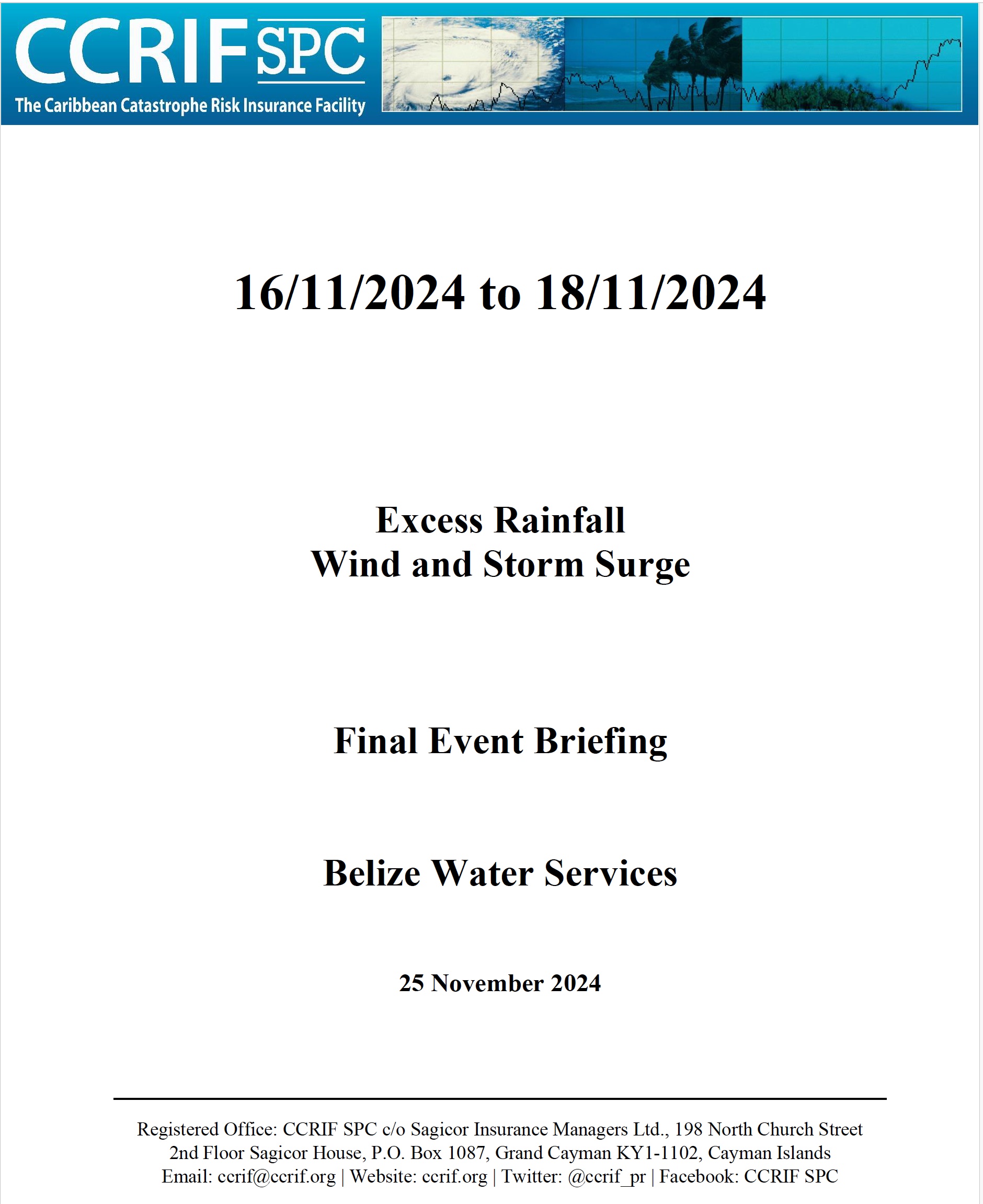 Final Event Briefing - Excess Rainfall, Wind and Storm Surge - Belize Water Services, Belize - November 25, 2024