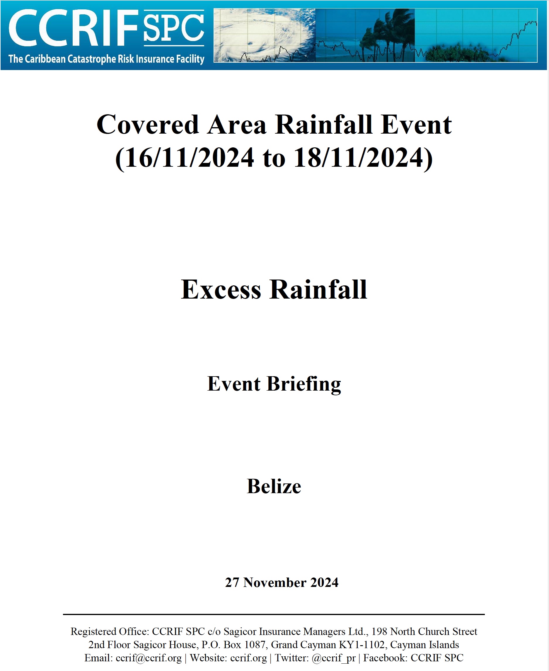 Event Briefing - Excess Rainfall - Covered Area Rainfall Event - Belize - November 27 2024